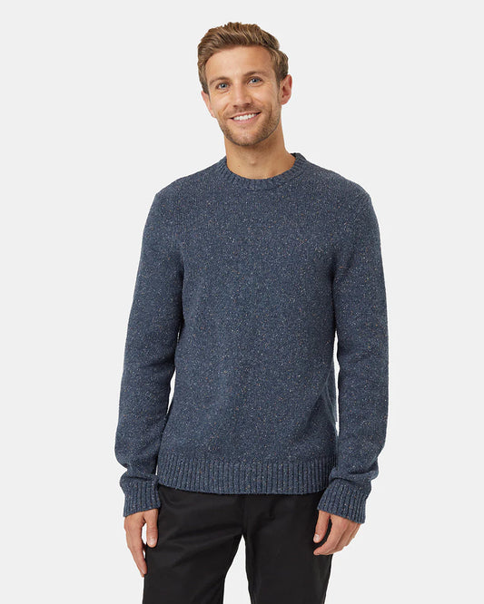 Tentree Men's Highline Nep Crew Sweater Dark Blue Mirage Heather Nep