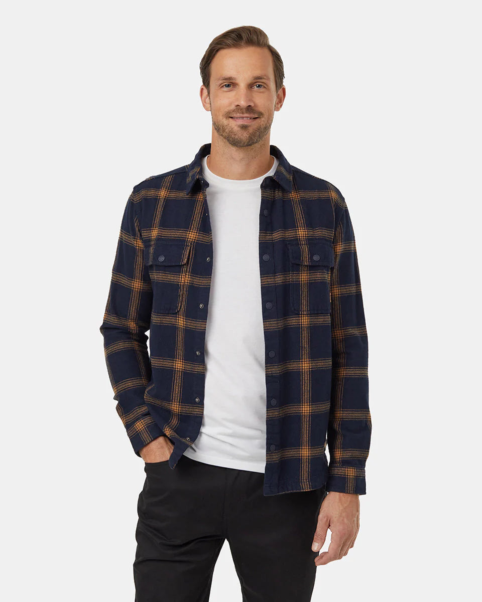 Tentree Men's Kapok Flannel Colville Midnight Blue/City Plaid