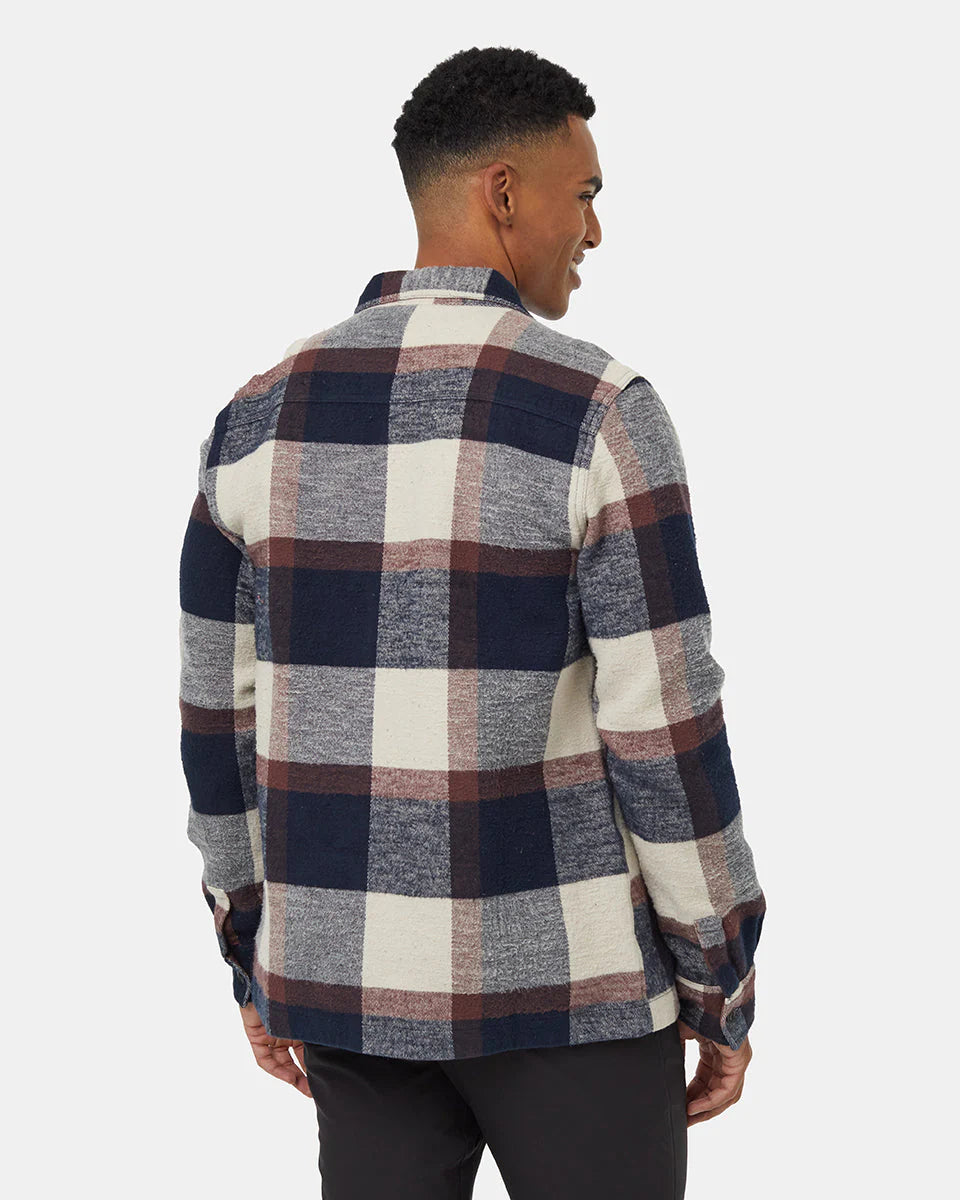 Tentree Men's Heavy Weight Flannel Jacket Midnight Blue/Cabin Plaid