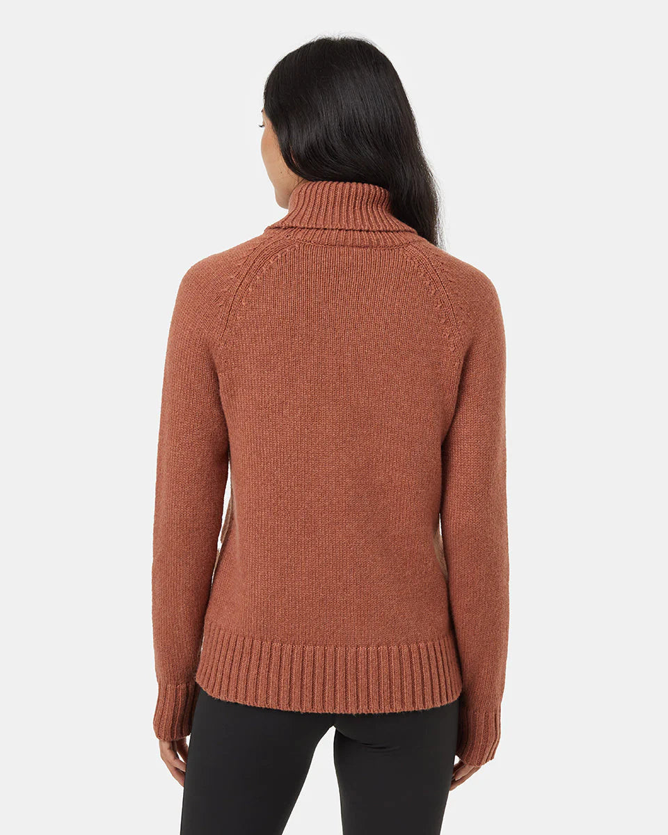 Tentree Women's Highline Wool Turtleneck Sweater Clay Tile Heather