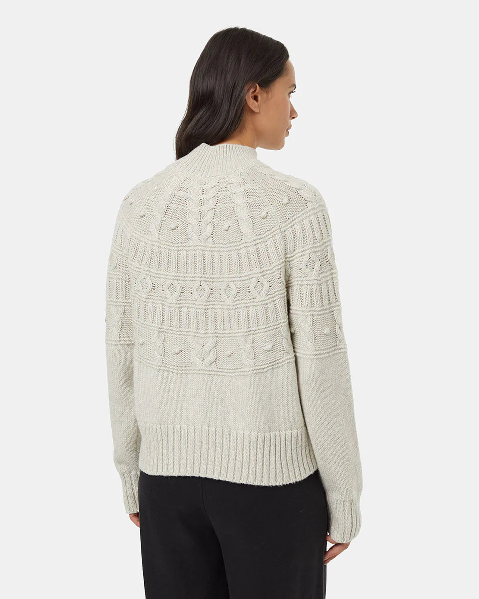 Tentree Women's Highline Pom Mock Neck Sweater Pale Oak Heather