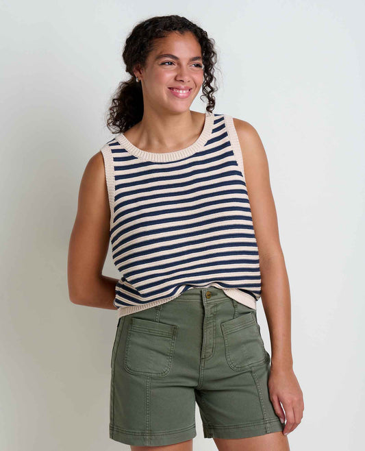 Toad&Co Women's Bianca Crew Tank True Navy Stripe