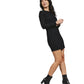 7 Diamonds Women’s Rev Ribbed Long Sleeve Dress Onyx