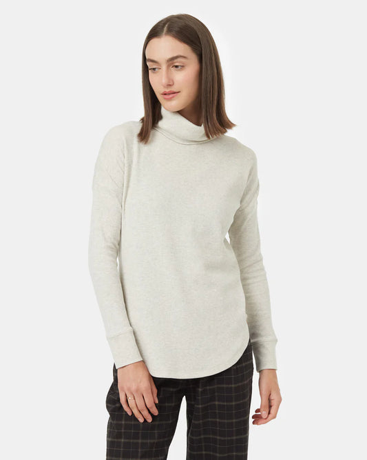 Tentree Women's TreeWaffle Turtleneck Longsleeve Vintage White Heather