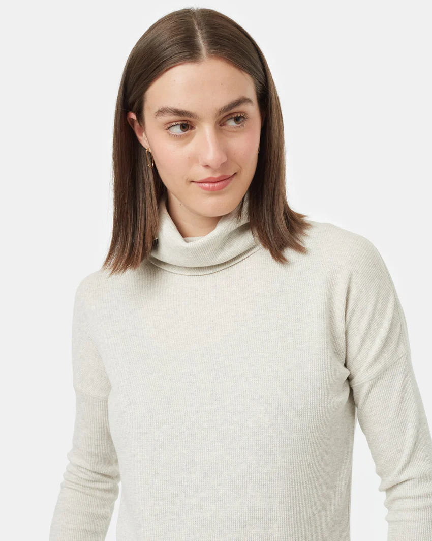 Tentree Women's TreeWaffle Turtleneck Longsleeve Vintage White Heather