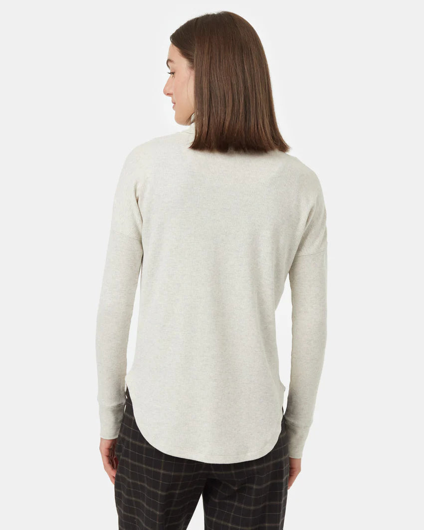 Tentree Women's TreeWaffle Turtleneck Longsleeve Vintage White Heather