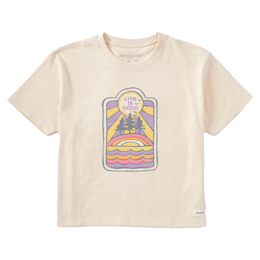 Life is Good Women's Golden Landscape Boxy Tee Putty White