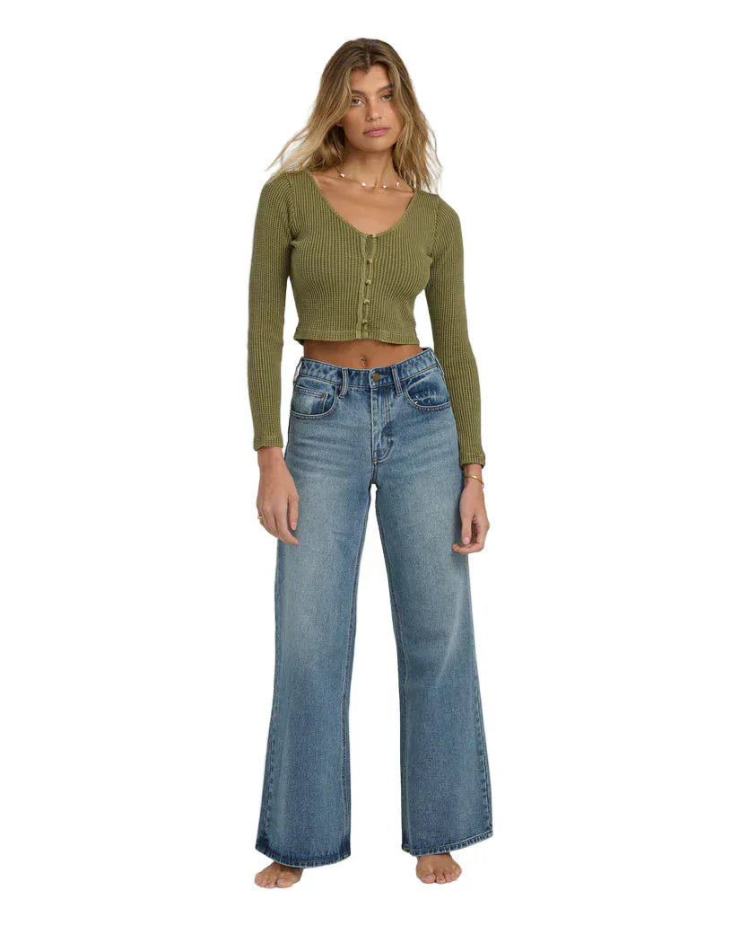 Billabong 188 Billabong Women's Free Fall Flare Denim Pant Atlantic Deep