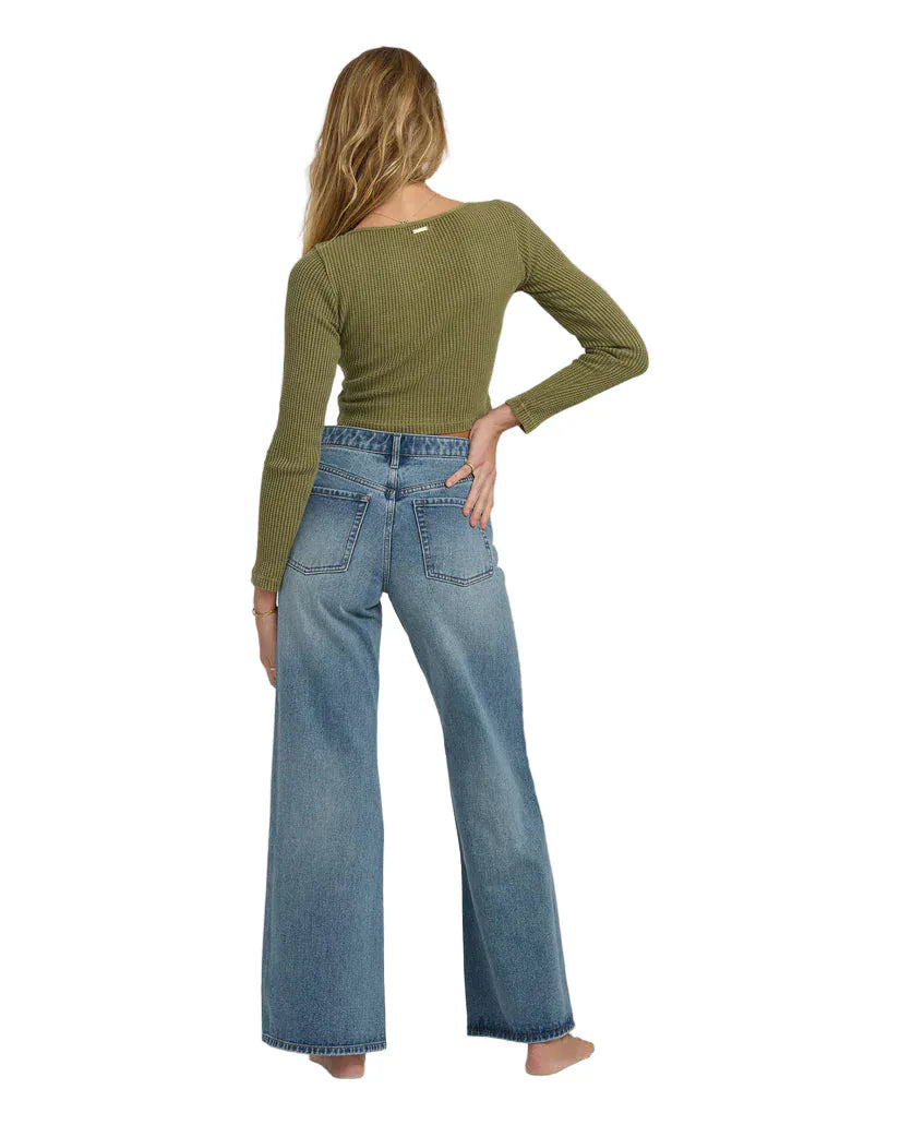 Billabong 188 Billabong Women's Free Fall Flare Denim Pant Atlantic Deep