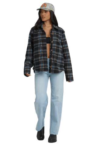 Billabong 189 Billabong Women's Breezy Fleece Shacket Blasted Blue