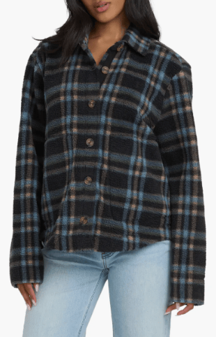 Billabong 189 Billabong Women's Breezy Fleece Shacket Blasted Blue