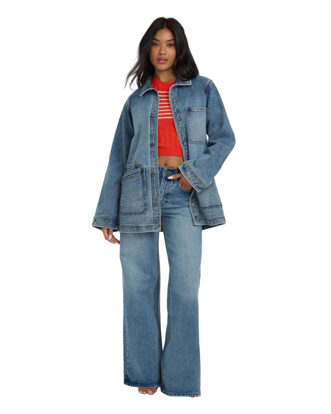 Billabong 189 Billabong Women's Denim Chore Coat Atlantic Deep
