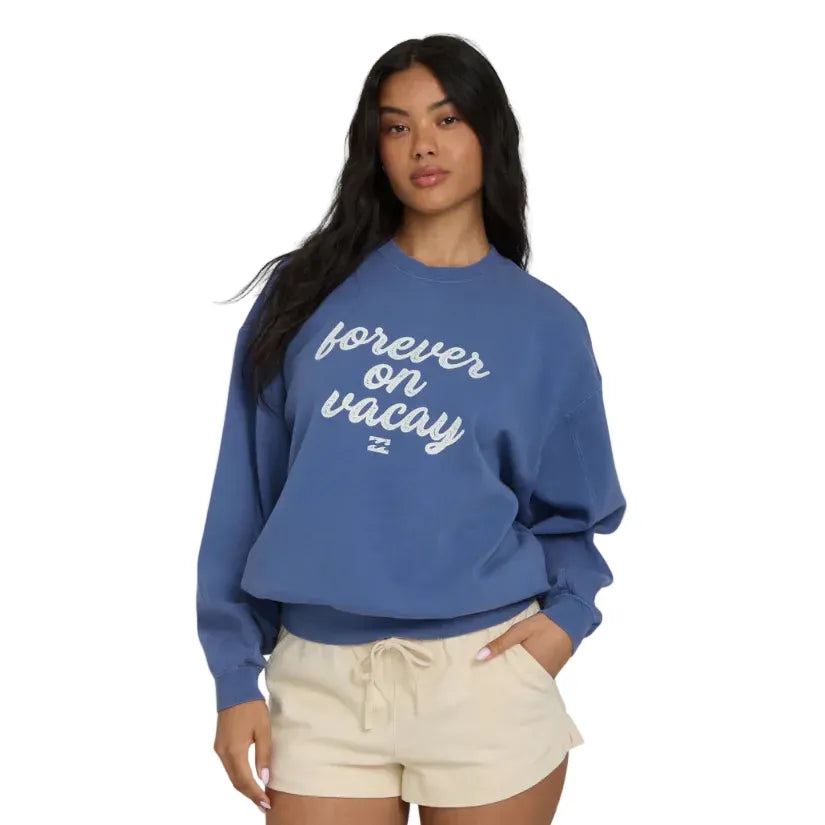 Billabong Women's Apparel > Fleece & Midlayers Billabong Women's Treasure Cay Crew Fleece Dutch Blue