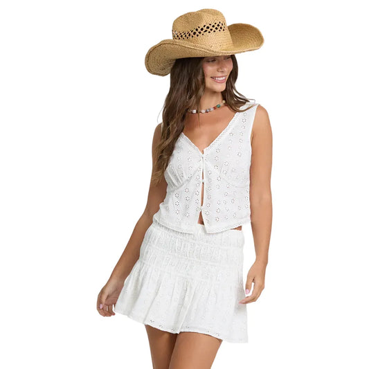 Billabong Women’s Apparel > Tops Billabong Women's Eyelet Forever Mini Skirt Salt Crystal