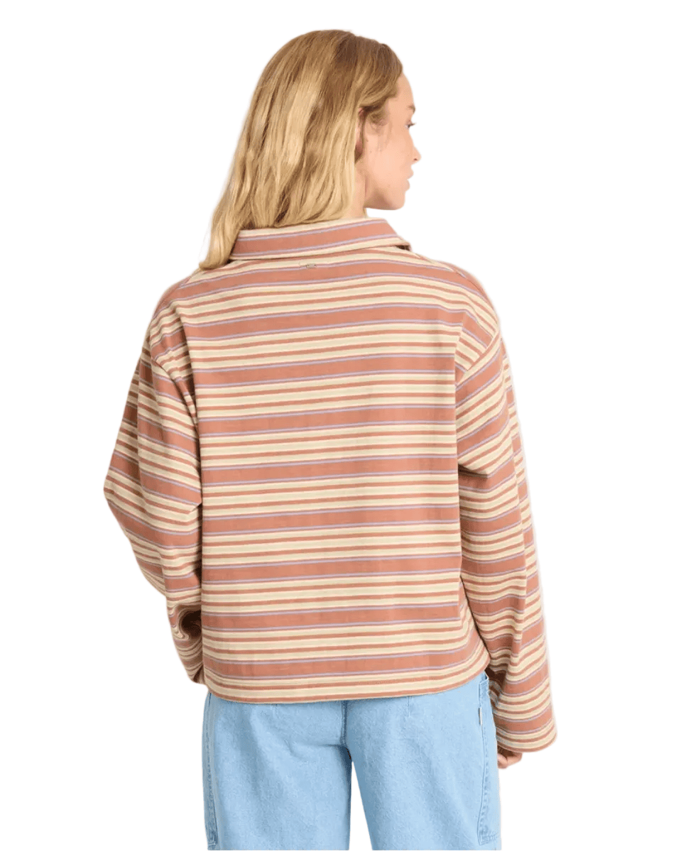 Billabong Women’s Apparel > Tops Billabong Women's Sugar Stripe Ls Polo Sugar Almond
