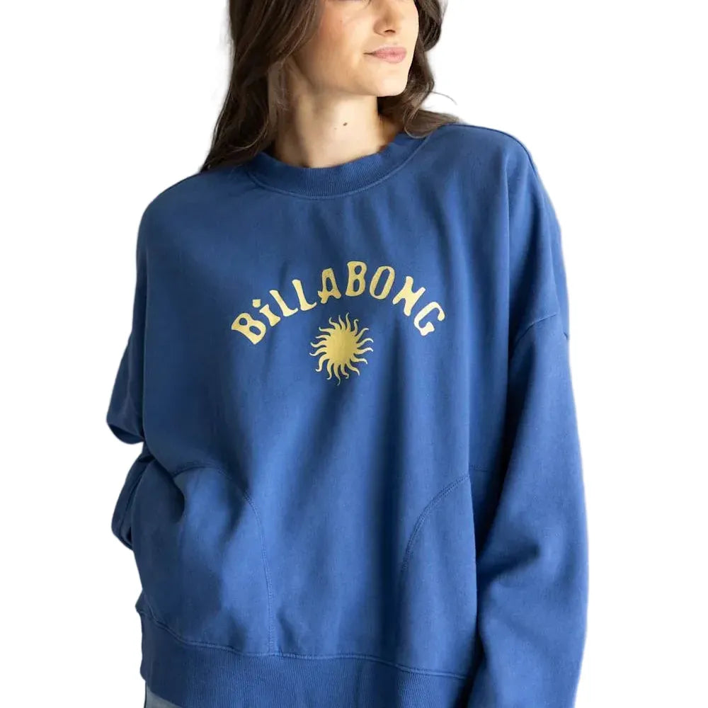 Billabong Women’s Apparel > Tops Billabong Women's Surf Camp Heritage Palm Crew Flc True Navy