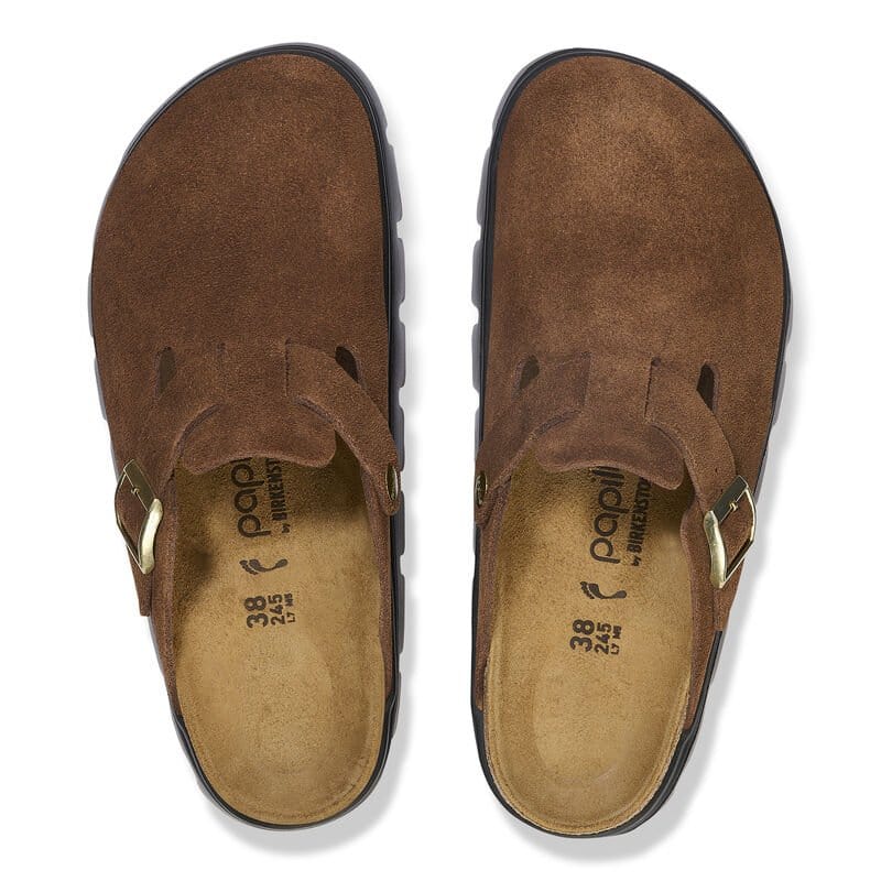 Birkenstock 162 Birkenstock Women's Boston Chunky Suede Dark Tea