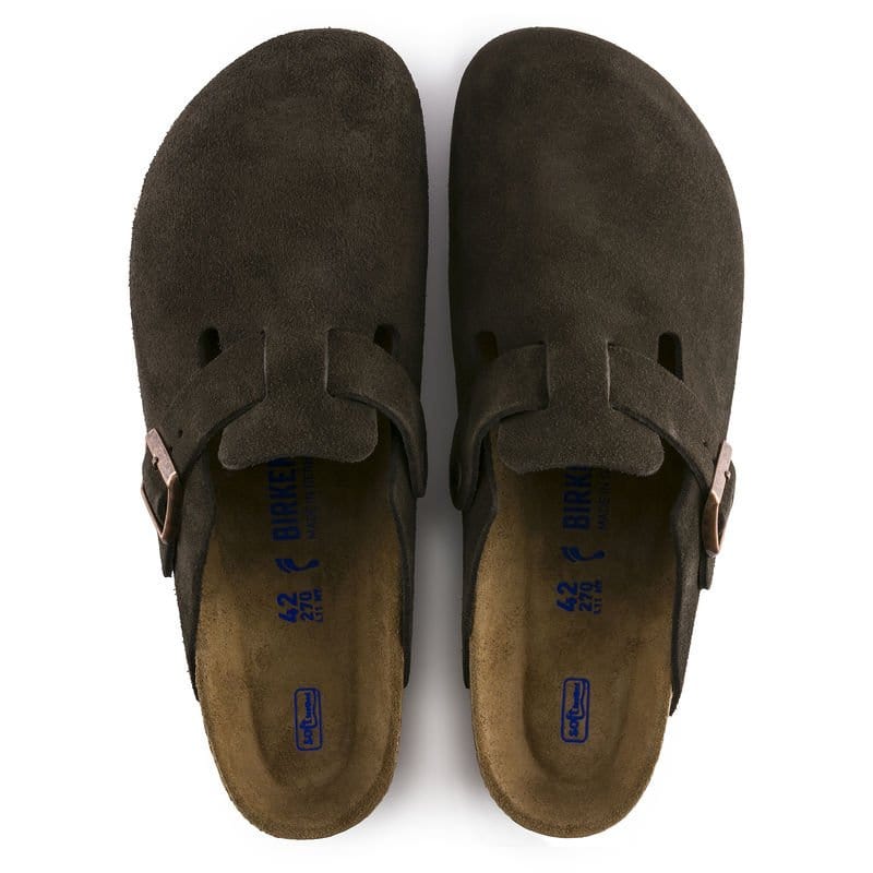 Birkenstock 162 Birkenstock Women's Boston Suede Soft Footbed Mocha