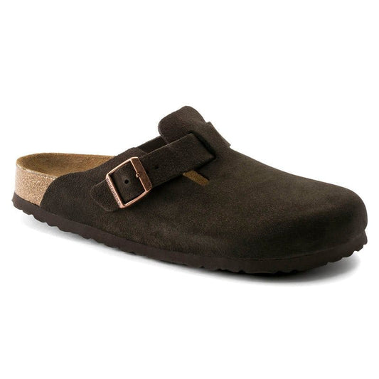 Birkenstock 162 Birkenstock Women's Boston Suede Soft Footbed Mocha