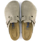 Birkenstock 162 Birkenstock Women's Boston Suede Soft Footbed Taupe