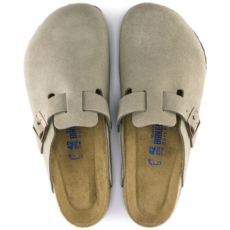 Birkenstock 162 Birkenstock Women's Boston Suede Soft Footbed Taupe