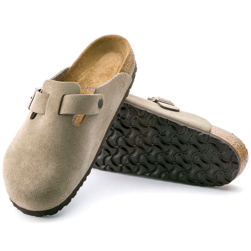 Birkenstock 162 Birkenstock Women's Boston Suede Soft Footbed Taupe