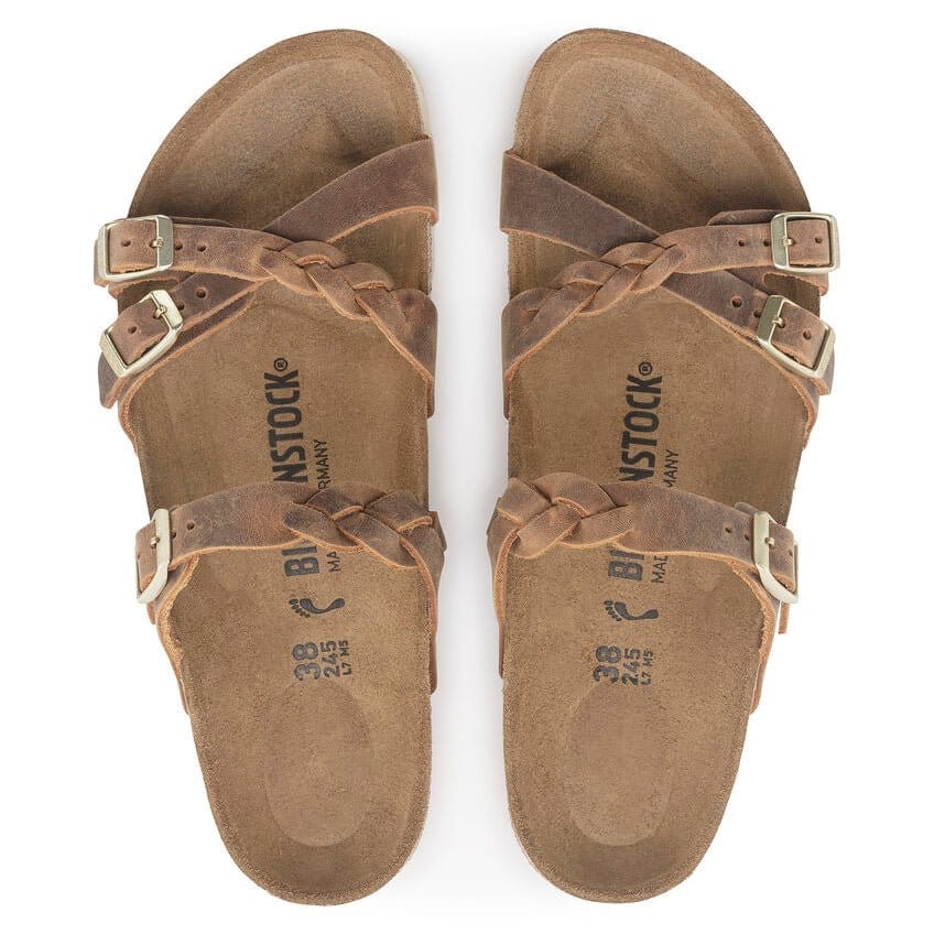 Birkenstock 165 Birkenstock Women's Franca Braid Sandal Cognac Oiled Leather