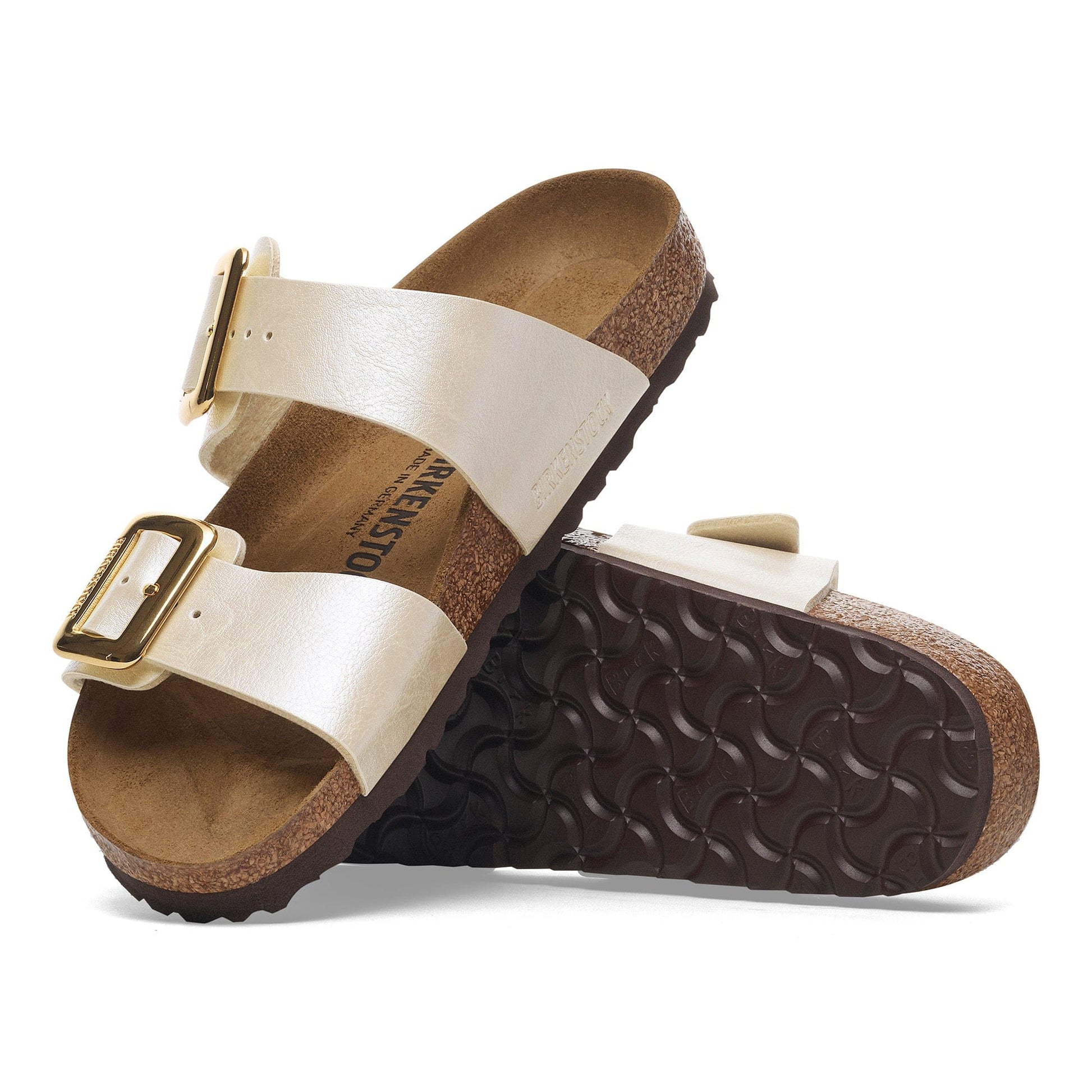 Birkenstock 165 Birkenstock Women's Sydney Luxe Buckle BF Sandal Pearl White Narrow