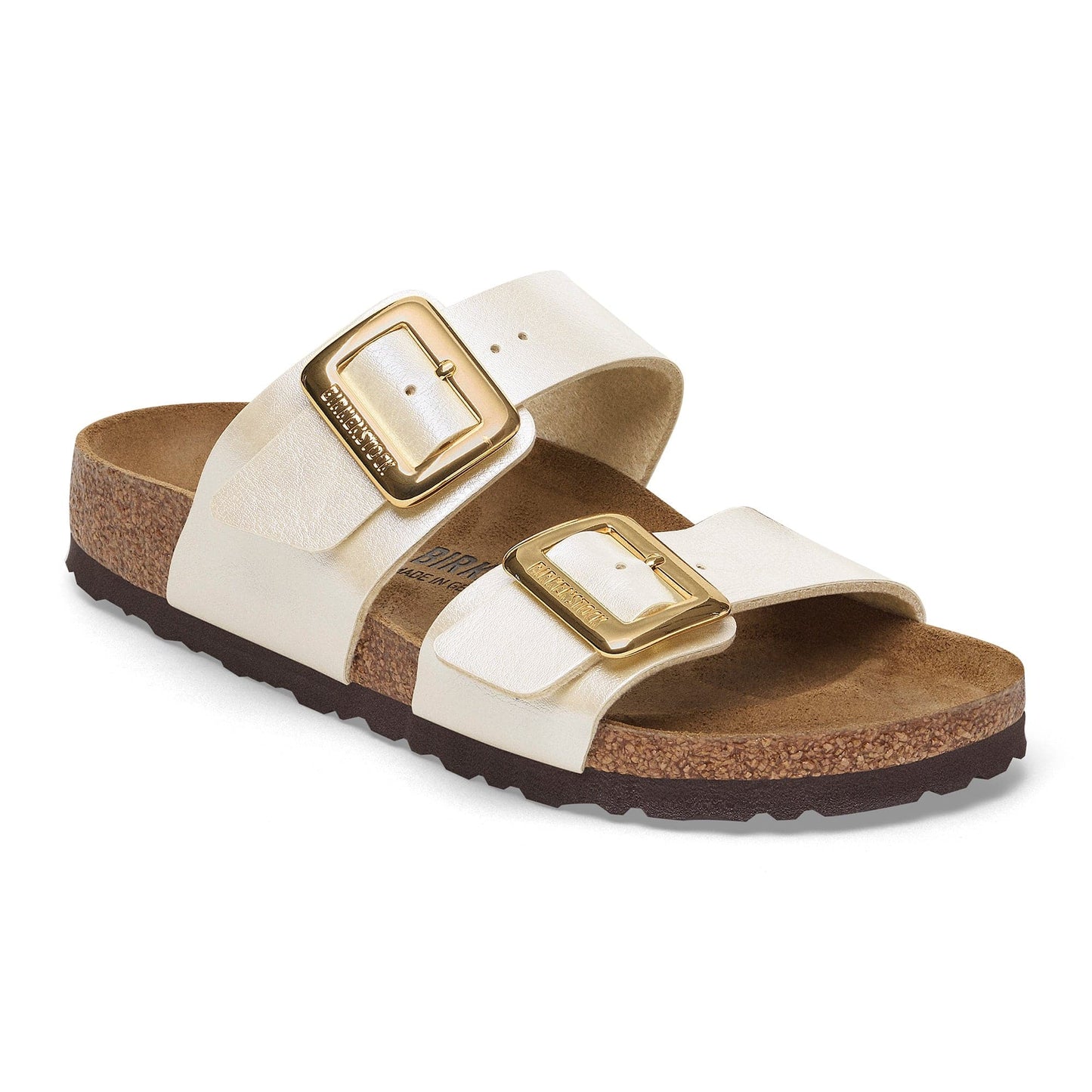 Birkenstock 165 Birkenstock Women's Sydney Luxe Buckle BF Sandal Pearl White Narrow