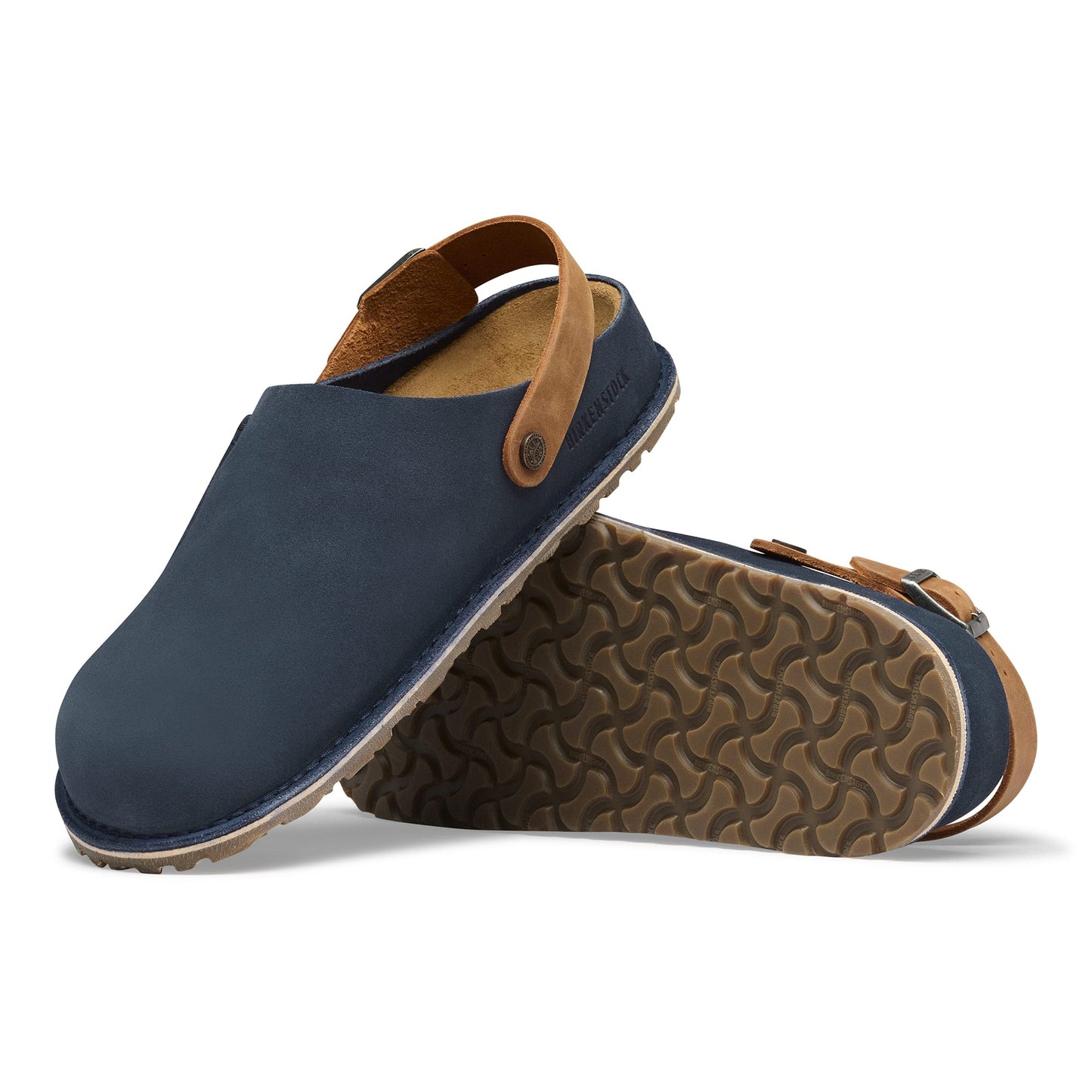 Birkenstock Men's Footwear > Casual Shoes Birkenstock Men's Lutry Premium Suede Suede Leather New Navy/Cognac Regular