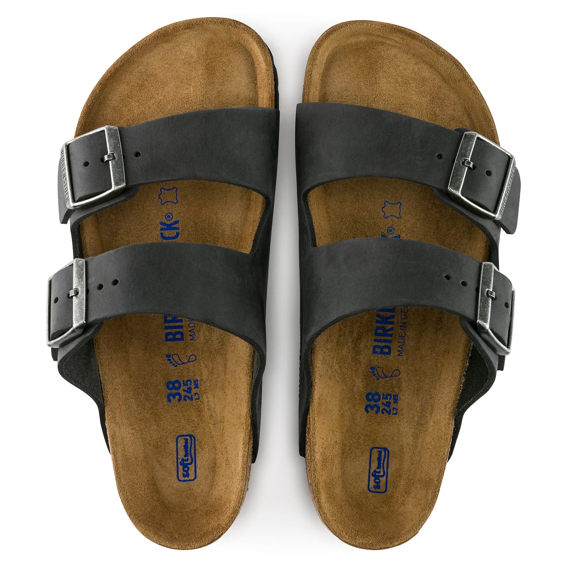 Birkenstock Men's Footwear > Sandals Birkenstock Men's Arizona Soft Footbed Oiled Leather  Black Regular