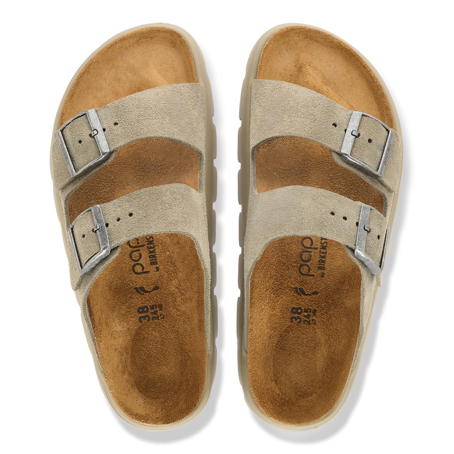 Birkenstock Women's Footwear > Sandals Birkenstock Women's Arizona Chunky Suede Leather Taupe Tonal Narrow