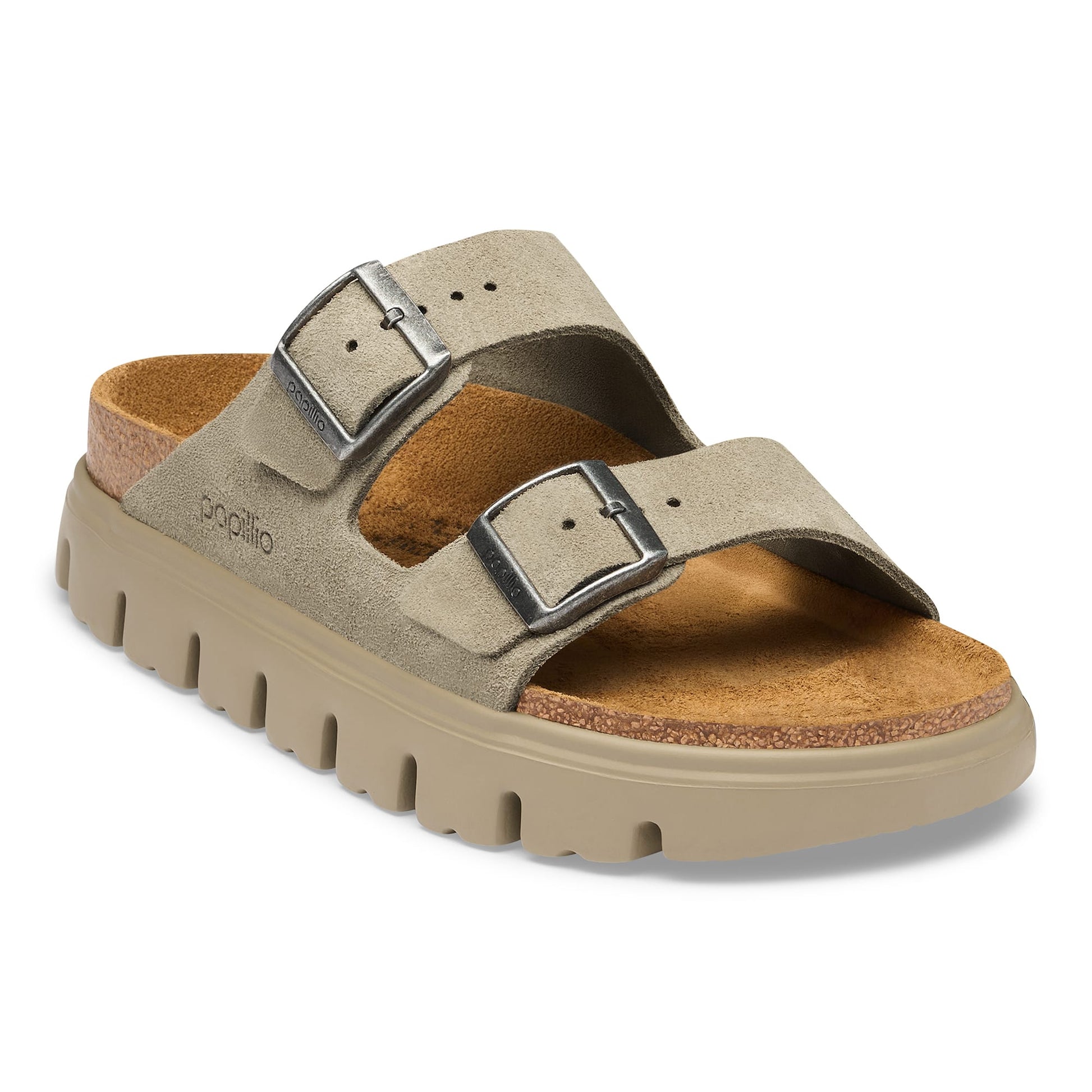 Birkenstock Women's Footwear > Sandals Birkenstock Women's Arizona Chunky Suede Leather Taupe Tonal Narrow