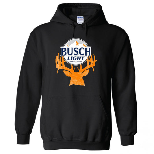 WYB Men's Busch Light Deer Horns Hunter Logo Hoodie Black