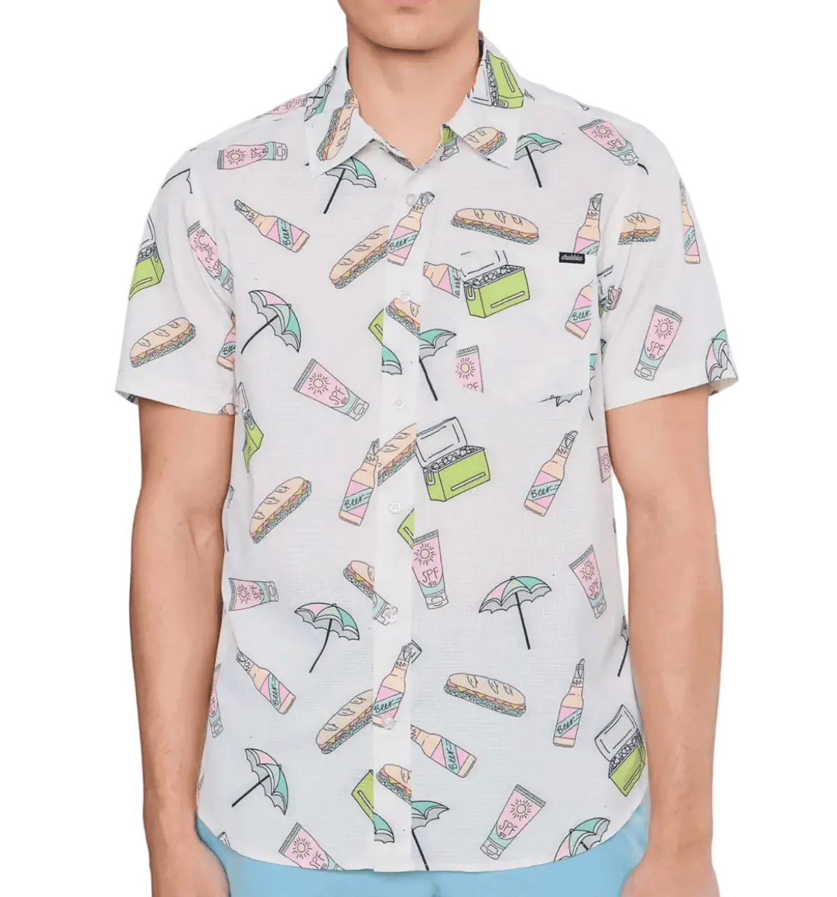 Chubbies Men's Apparel > Tops Chubbies Men's The Beach Feast (Breezetech)- White Optic White - Pattern Base (Includes Plaids)