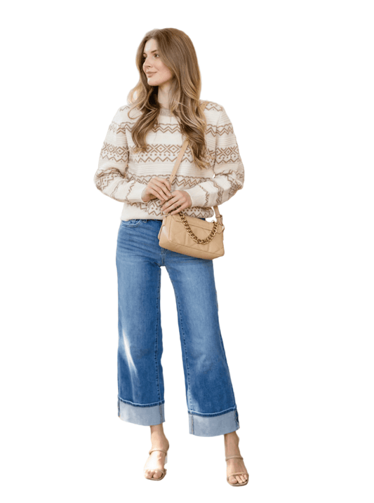 Flying Monkey 188 Flying Monkey Women's High Rise Cuffed Wide Leg Jeans Moorland