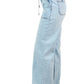 Flying Monkey 188 Flying Monkey Women's High Rise Drawstring Wide Leg Jeans Clearly
