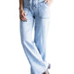 Flying Monkey 188 Flying Monkey Women's High Rise Drawstring Wide Leg Jeans Clearly