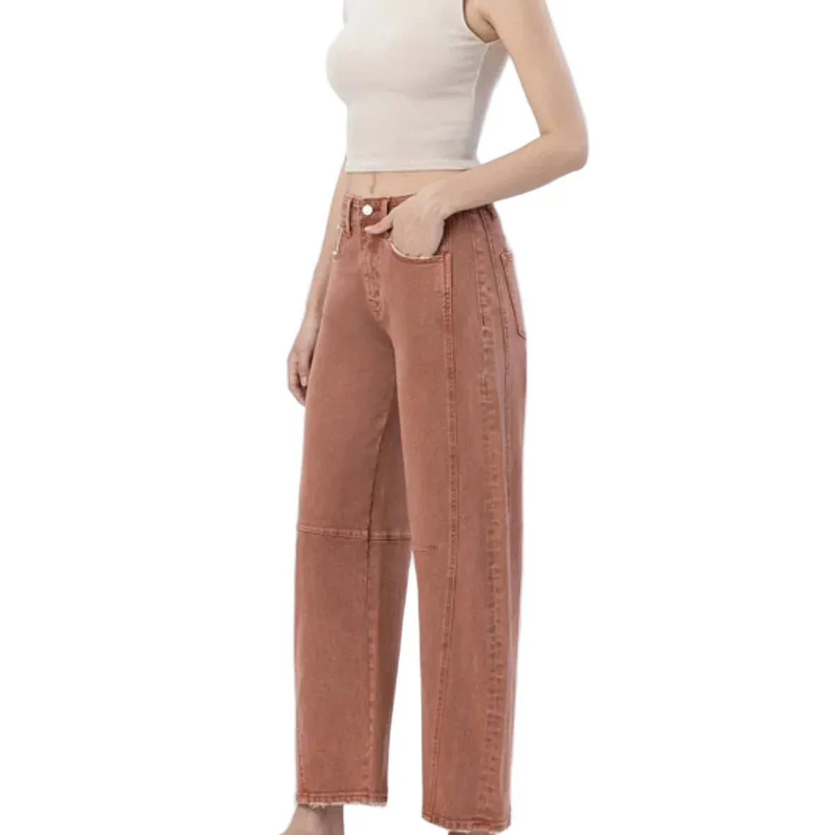 Flying Monkey 188 Flying Monkey Women's High Rise Twist Ankle Barrel Jean Copper