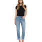 Flying Monkey 188 Flying Monkey Women's Mid Rise Single Cuffed Crop Slim Straight Jean