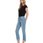 Flying Monkey 188 Flying Monkey Women's Mid Rise Single Cuffed Crop Slim Straight Jean