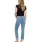 Flying Monkey 188 Flying Monkey Women's Mid Rise Single Cuffed Crop Slim Straight Jean