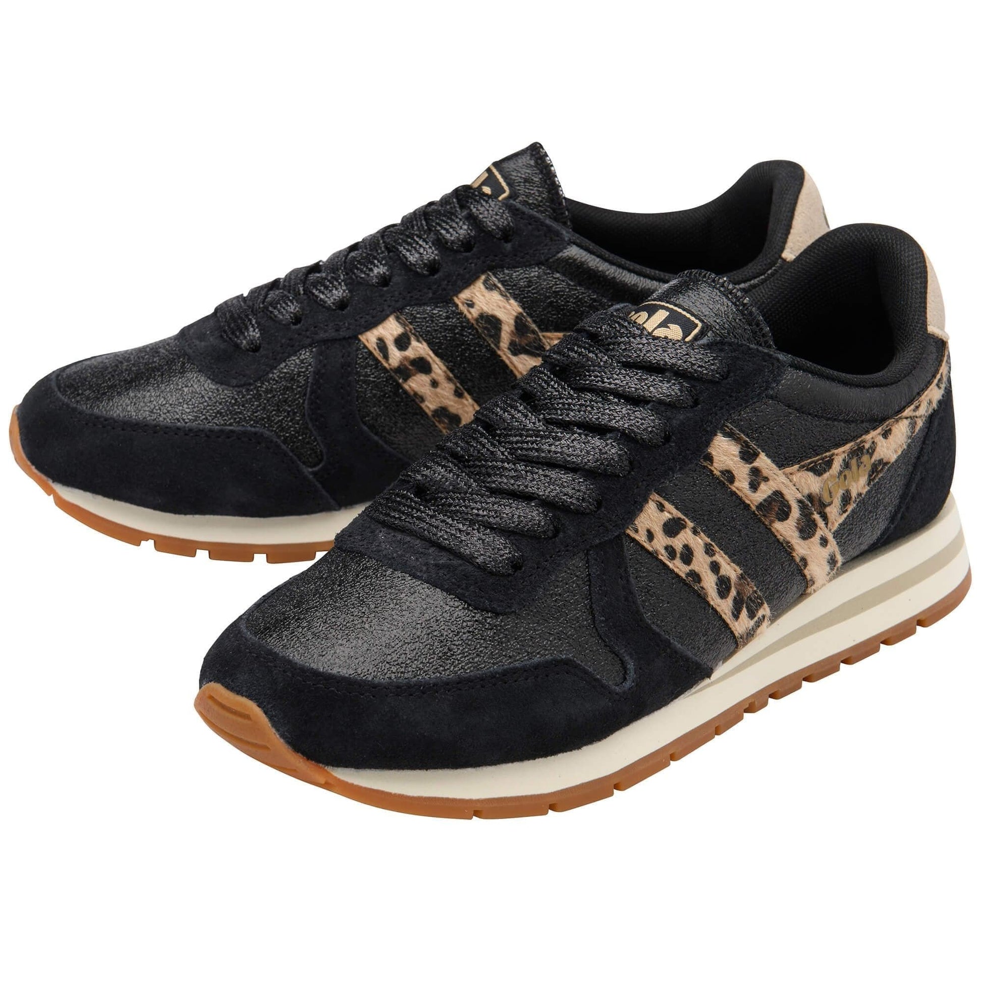 Gola 162 Gola Women's Daytona Blaze II Sneaker Black Leopard Bone