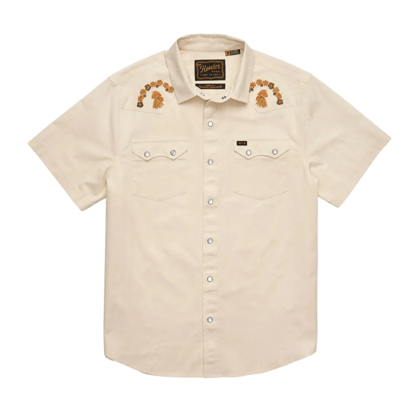Howler Bros 502 Howler Bro's Men's Crosscut Deluxe Snapshirt - Fowl Play : Off White Dobby