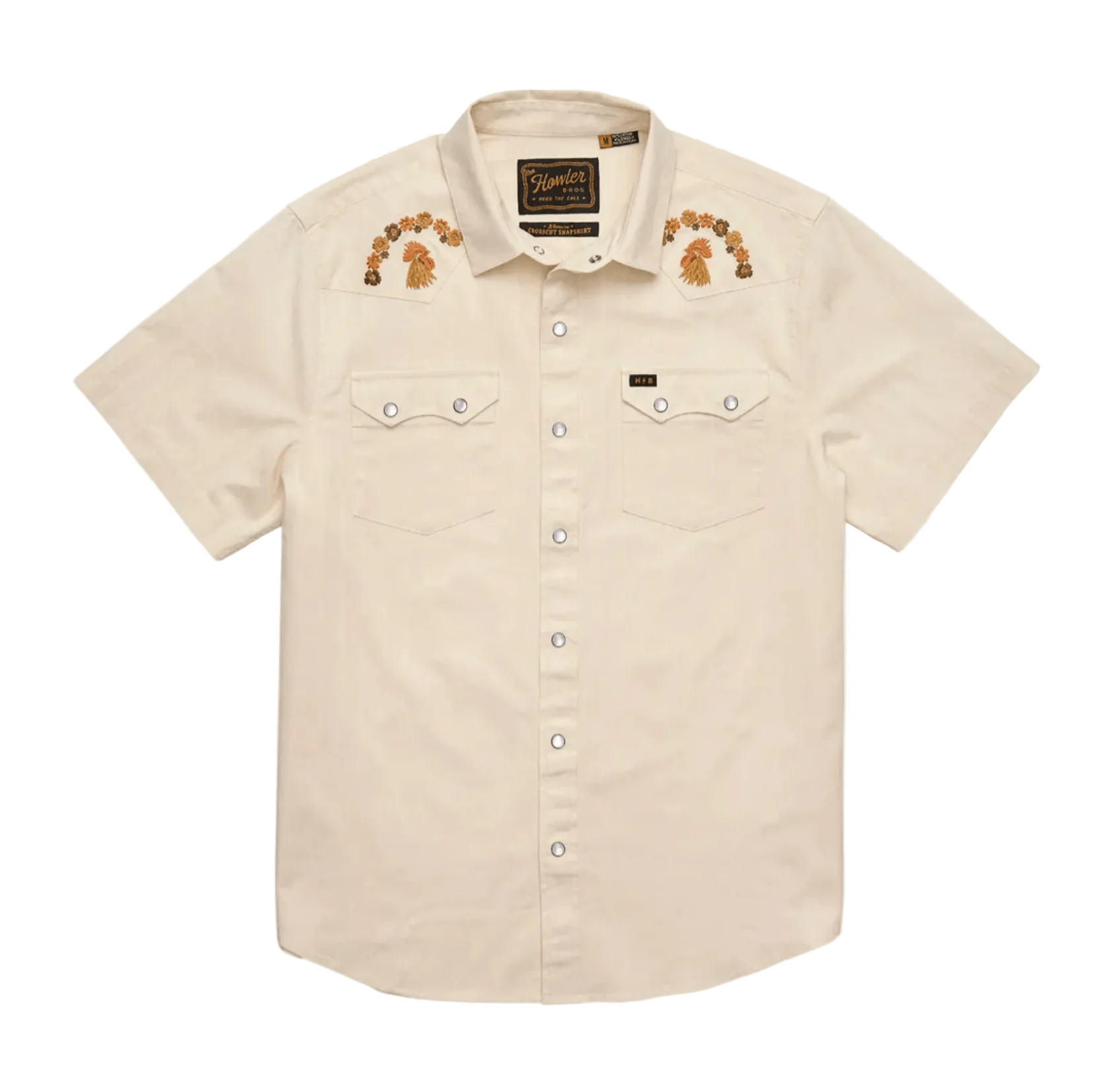 Howler Bros 502 Howler Bro's Men's Crosscut Deluxe Snapshirt - Fowl Play : Off White Dobby