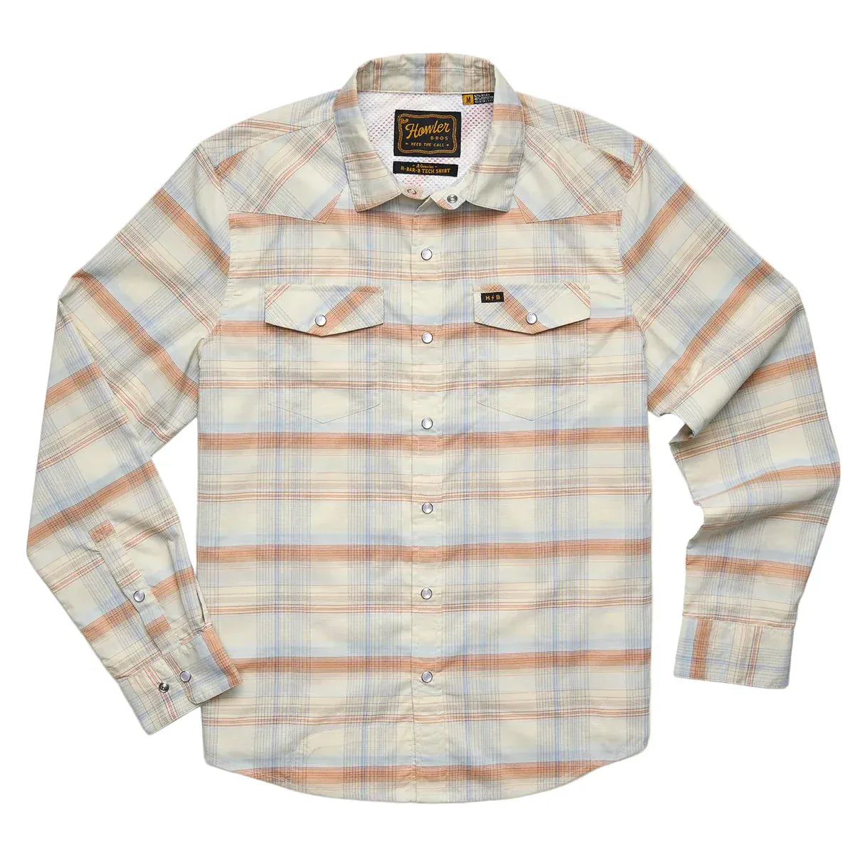 Howler Bros 502 Howler Bro's Men's H Bar B Tech Longsleeve - Cameron Plaid : Cream