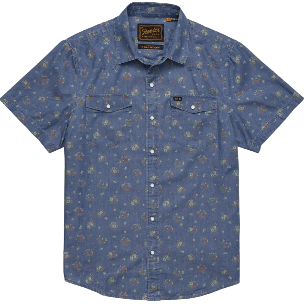 Howler Bros 502 Howler Bros Mens  H Bar B Snapshirt - Bouquets : Washed Indigo Bouquets : Washed Indigo