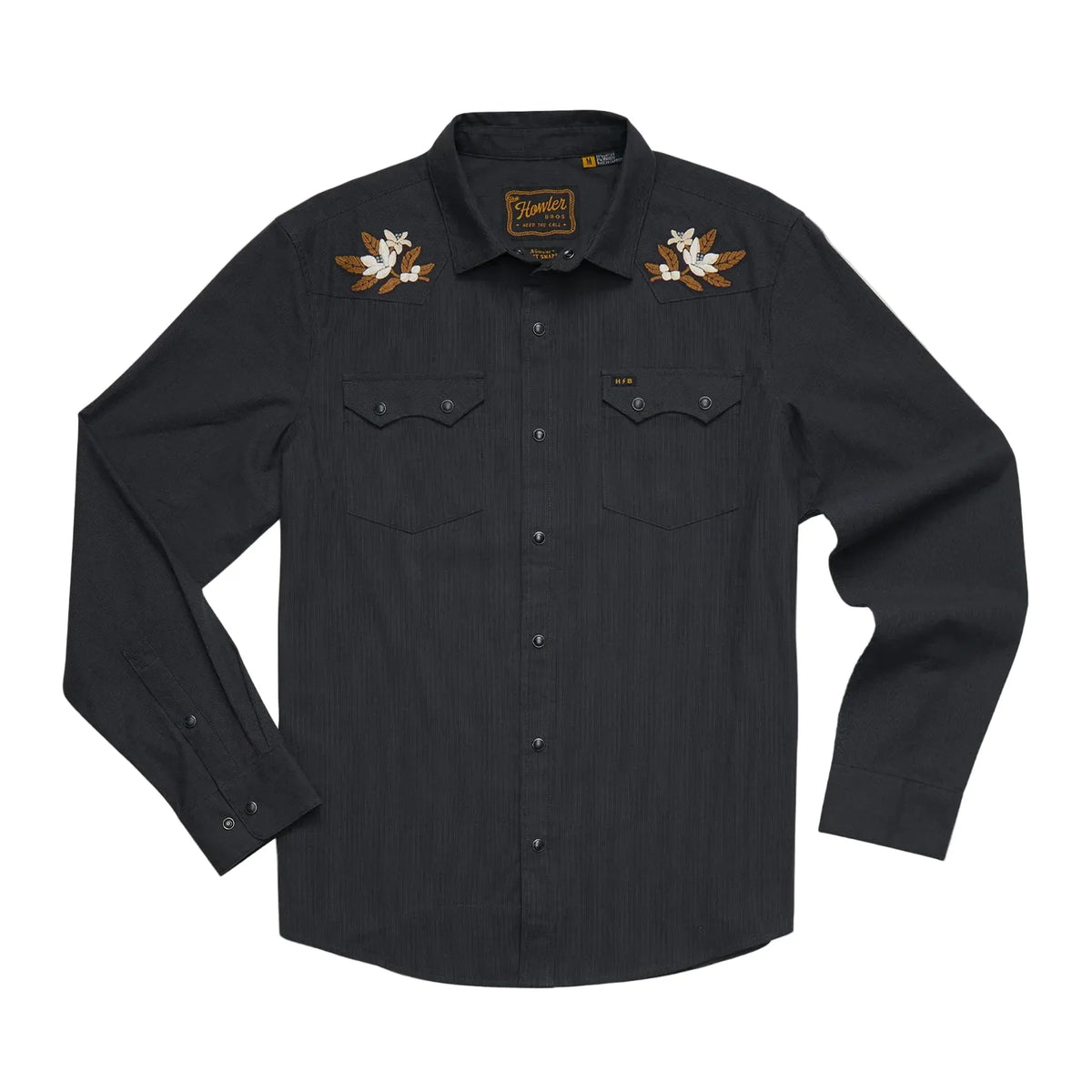 Howler Bros Men's Apparel > Shirts Howler Bros Men's Crosscut Deluxe Long Sleeve Orange Blossom Antique Black