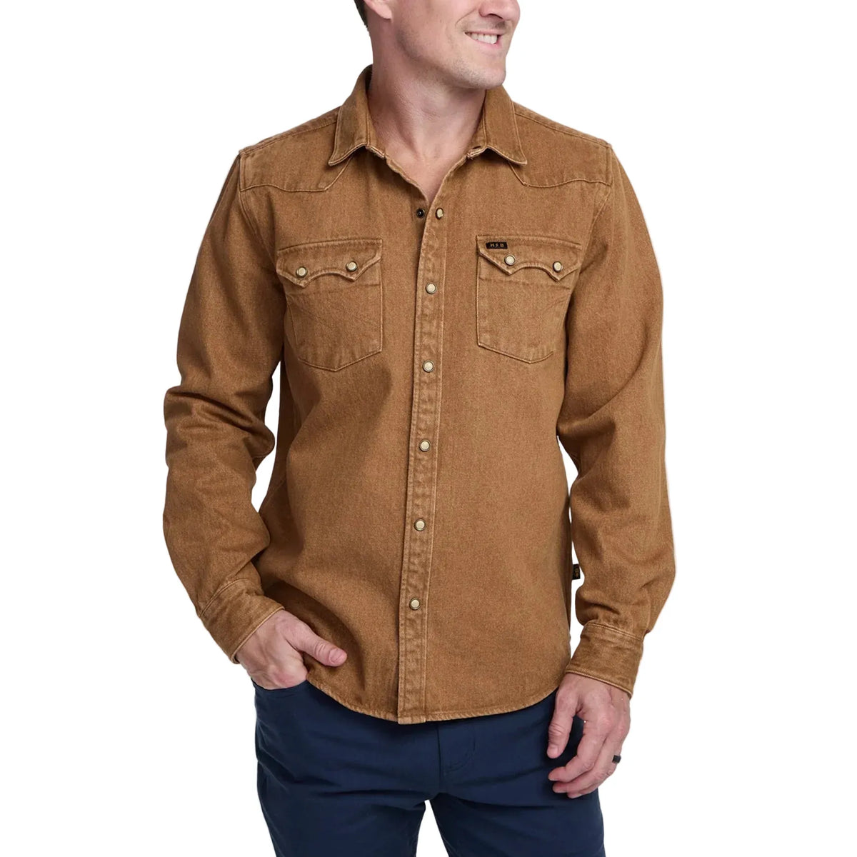 Howler Bros Men's Apparel > Wovens & Flannels Howler Bro's Men's Dust Up Denim Snapshirt Owens Oaker Wash
