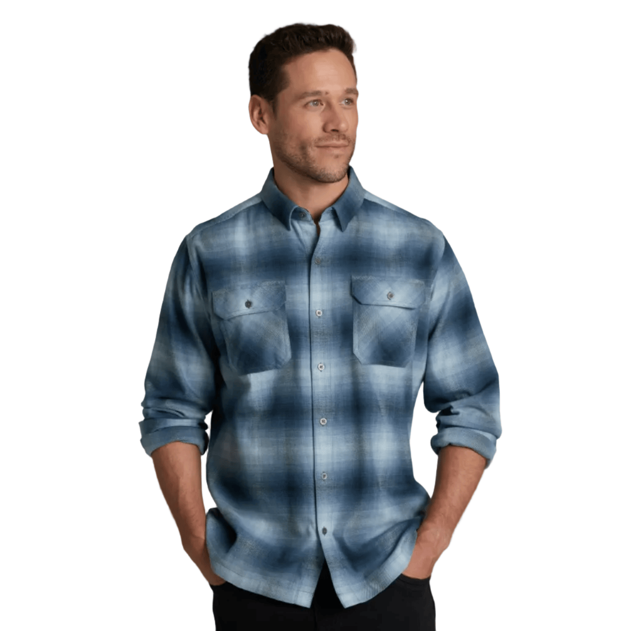 Kuhl Men’s Apparel > Wovens & Flannels Kuhl Men's Dillingr Flannel Long Sleeve Faded Denim